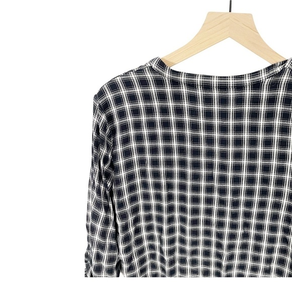 Soft Joie Black Plaid Pull Over Button Front Blouse Sz S - Picture 5 of 6